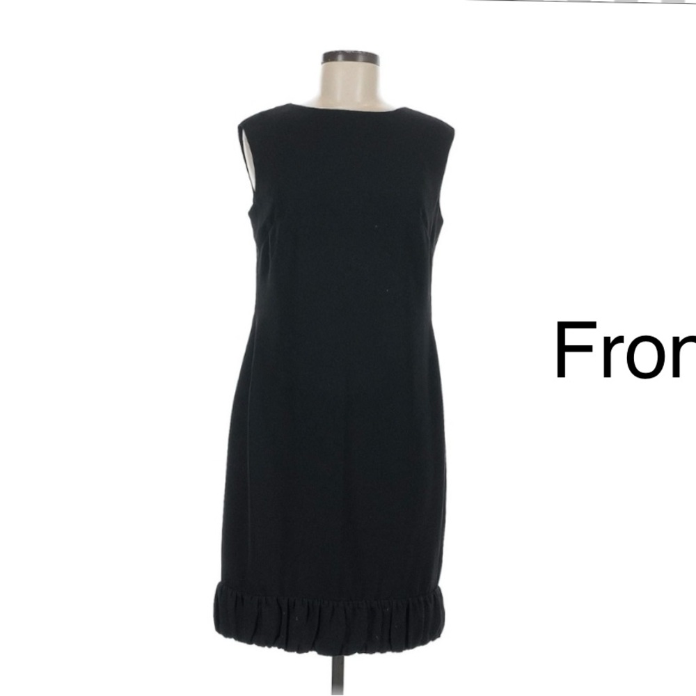 Talbots Black Sleeveless Midi Dress with Ruffle Bottom